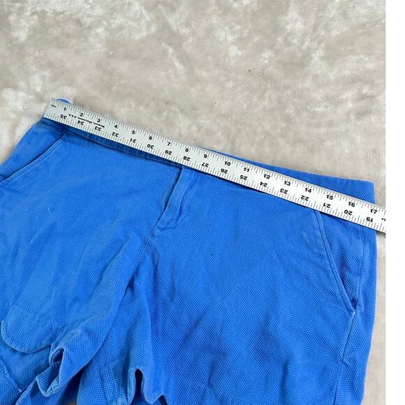 Lilly Pulitzer Buttercup Shorts Women's 12 Blue Textured Scalloped Mid Rise - Picture 6 of 7